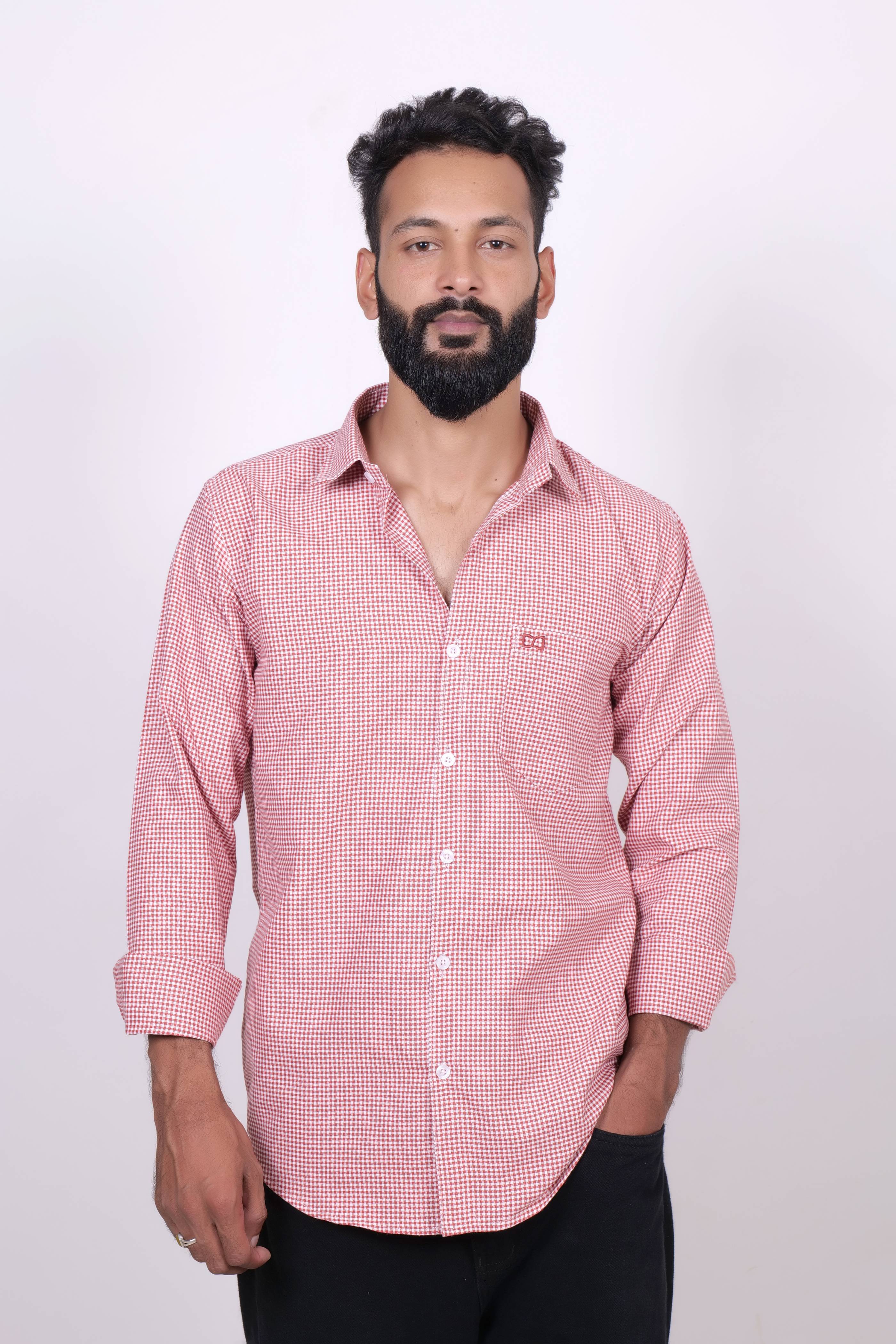 Drapes&Dream Red Check Casual Men's Shirt
