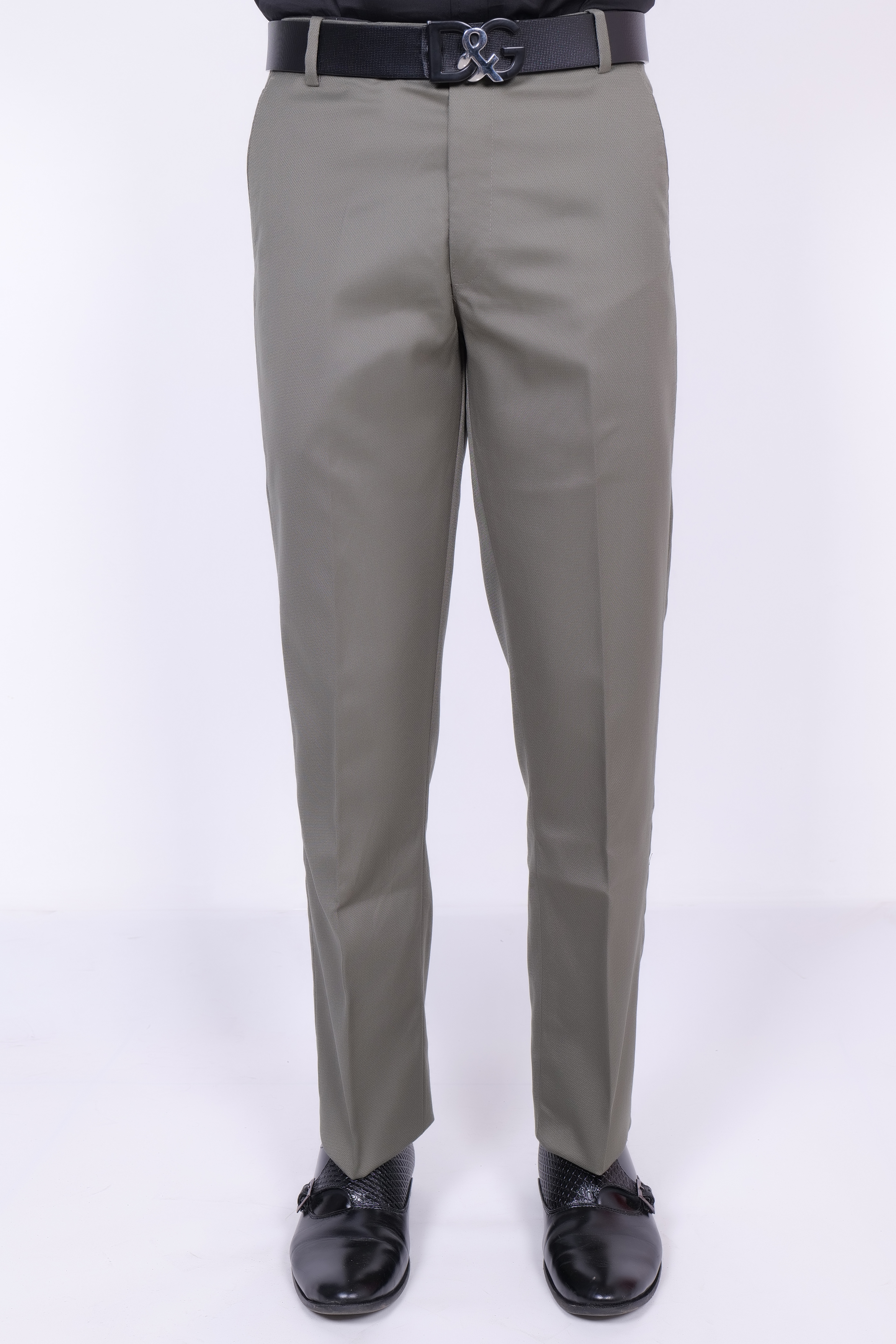 Drapes&Dream Light Grey Penta Lycra Formal Straight Fit Men's Trouser