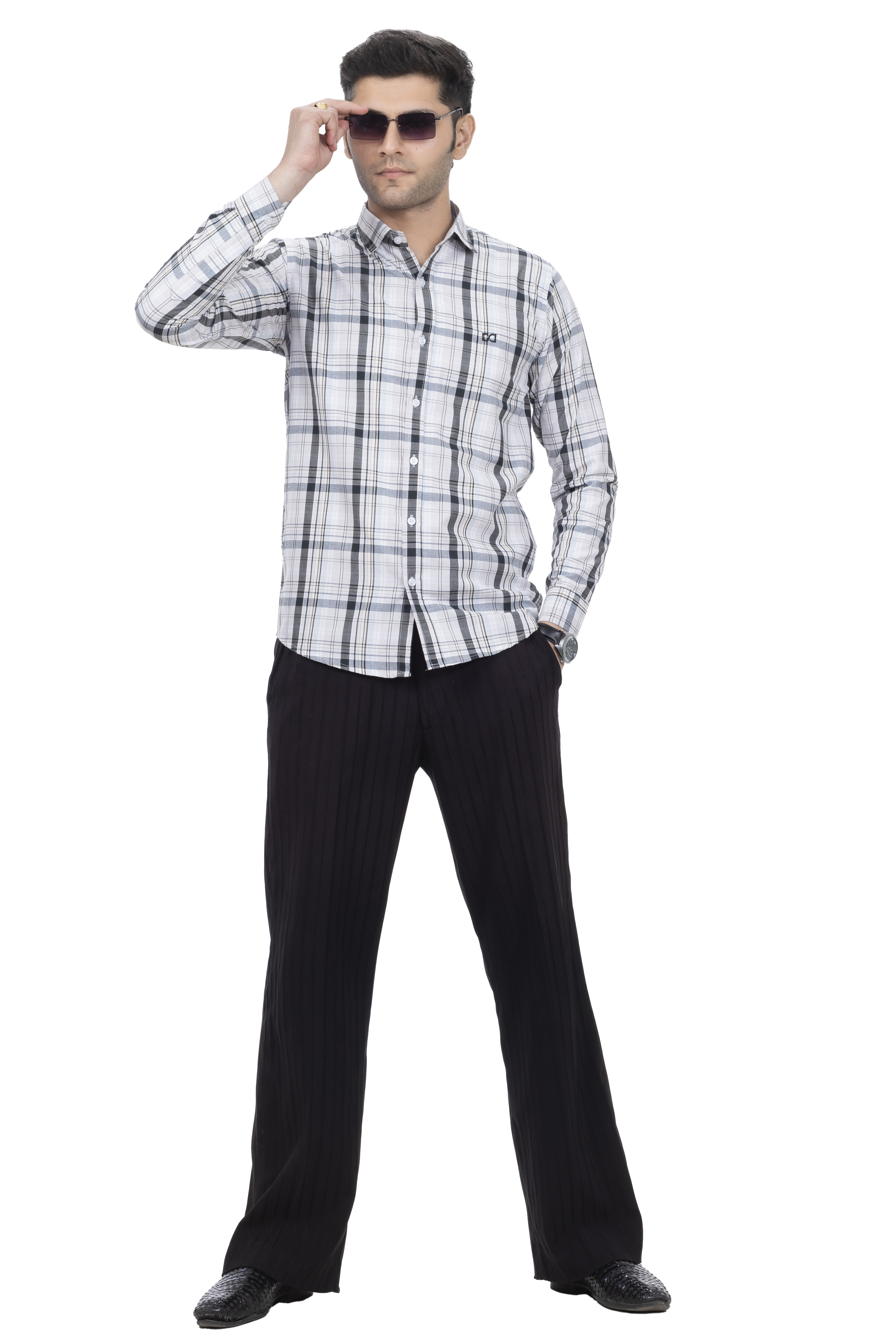 Drapes&Dream Beige-Black Check Casual Men's Shirt