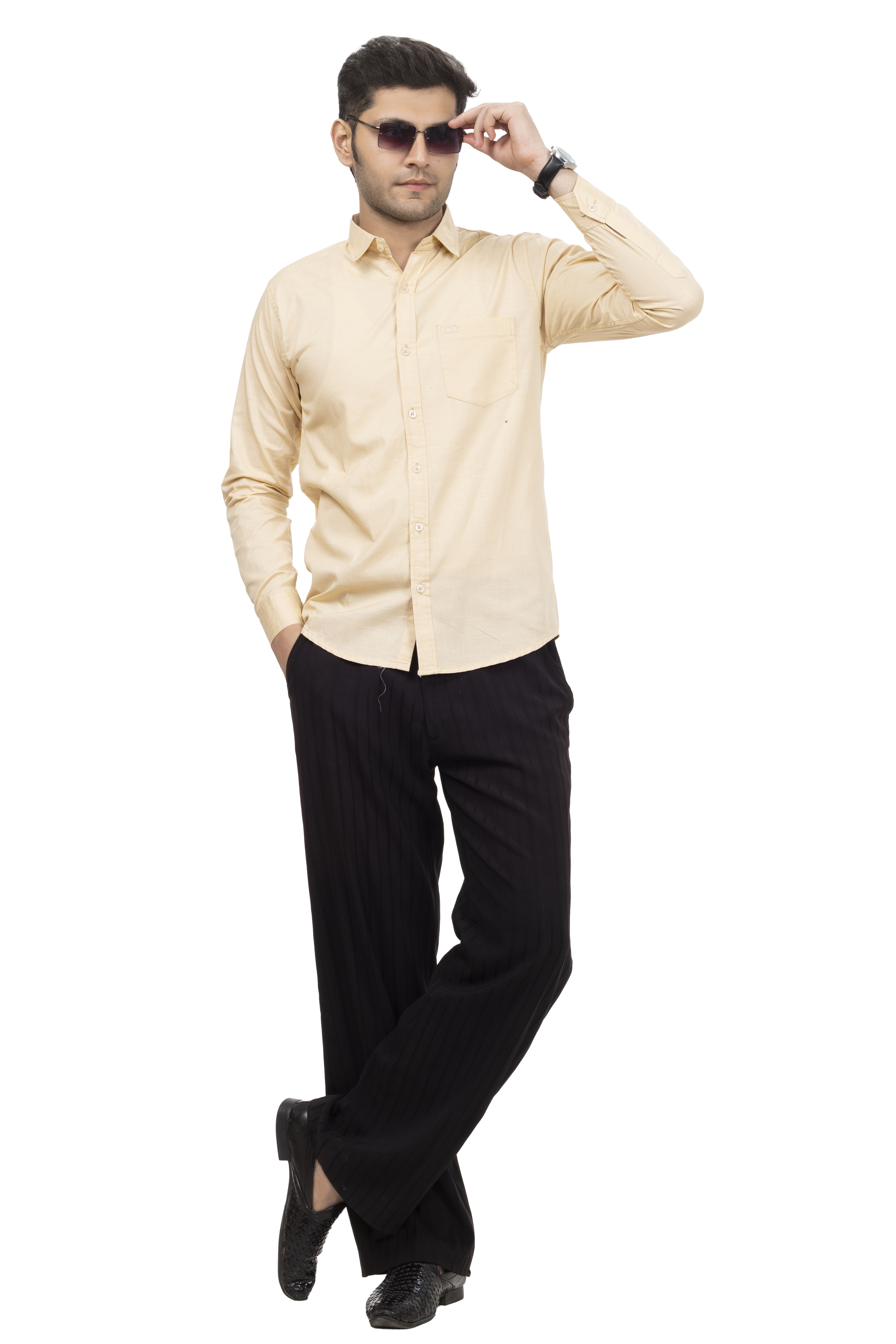 Drapes&Dream Yellow Linen Formal Men's Shirt