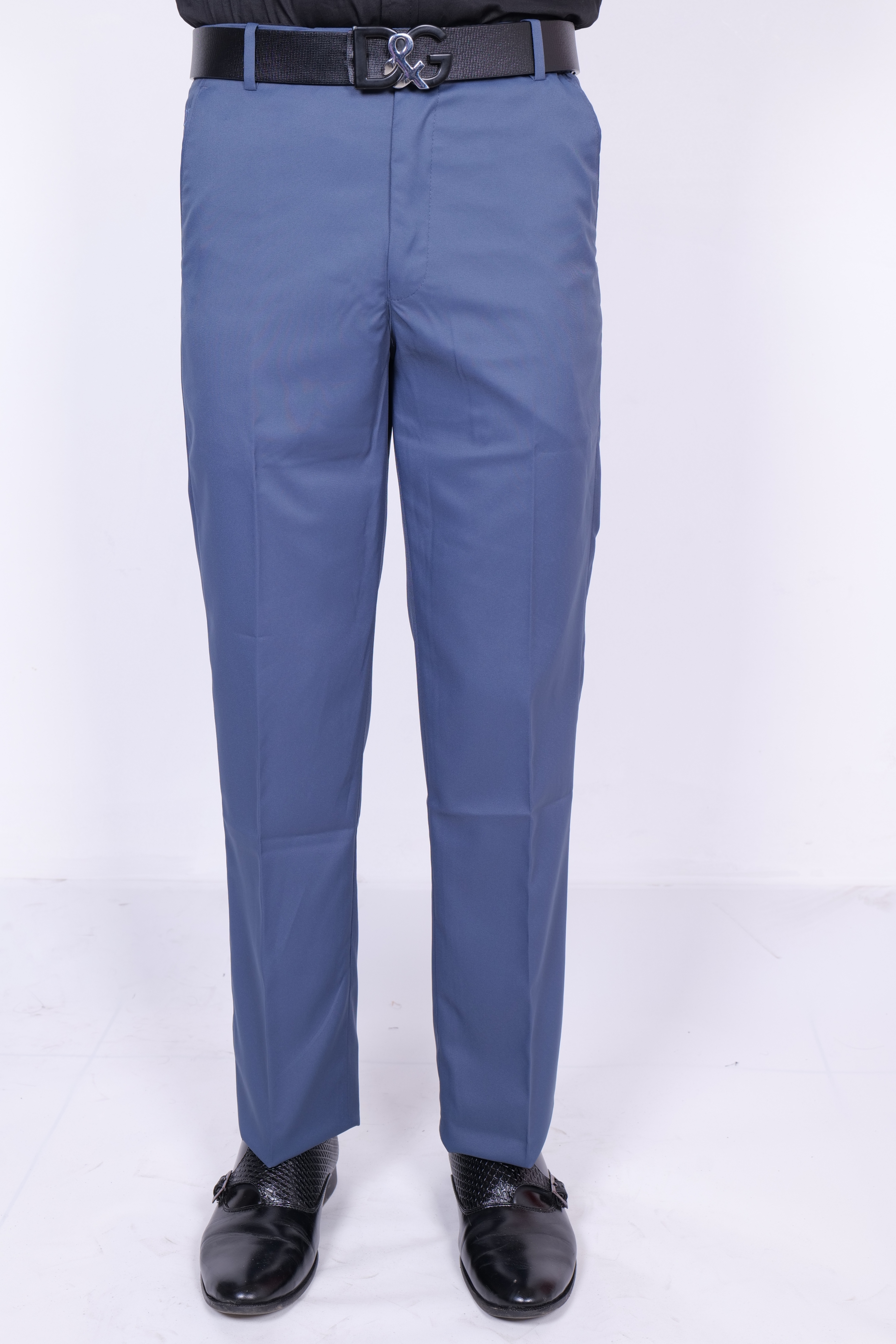 Drapes&Dream Men's Light Blue Formal Straight Fit Trouser