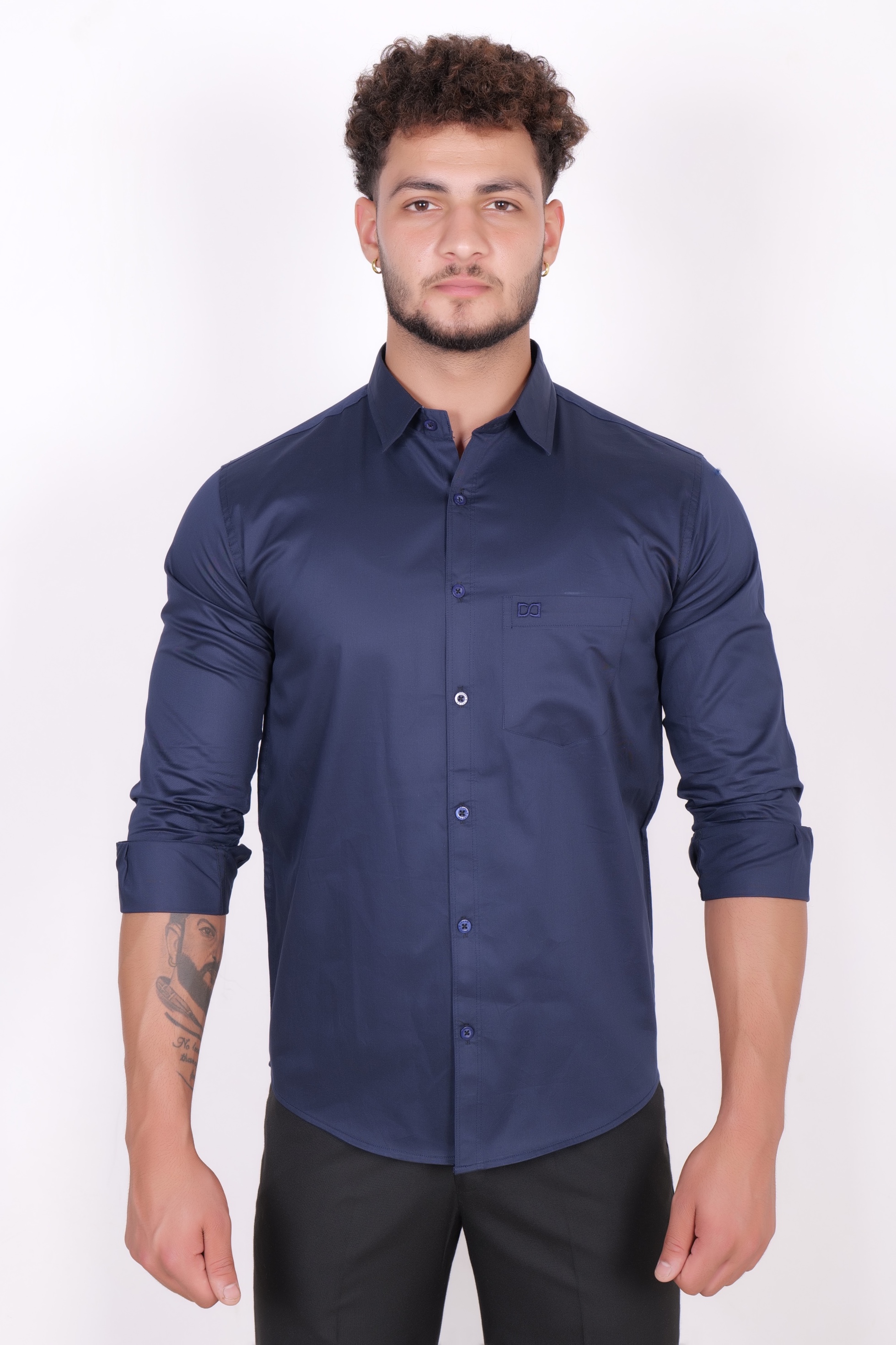 Drapes&Dream Navy Blue Formal Men's Shirt