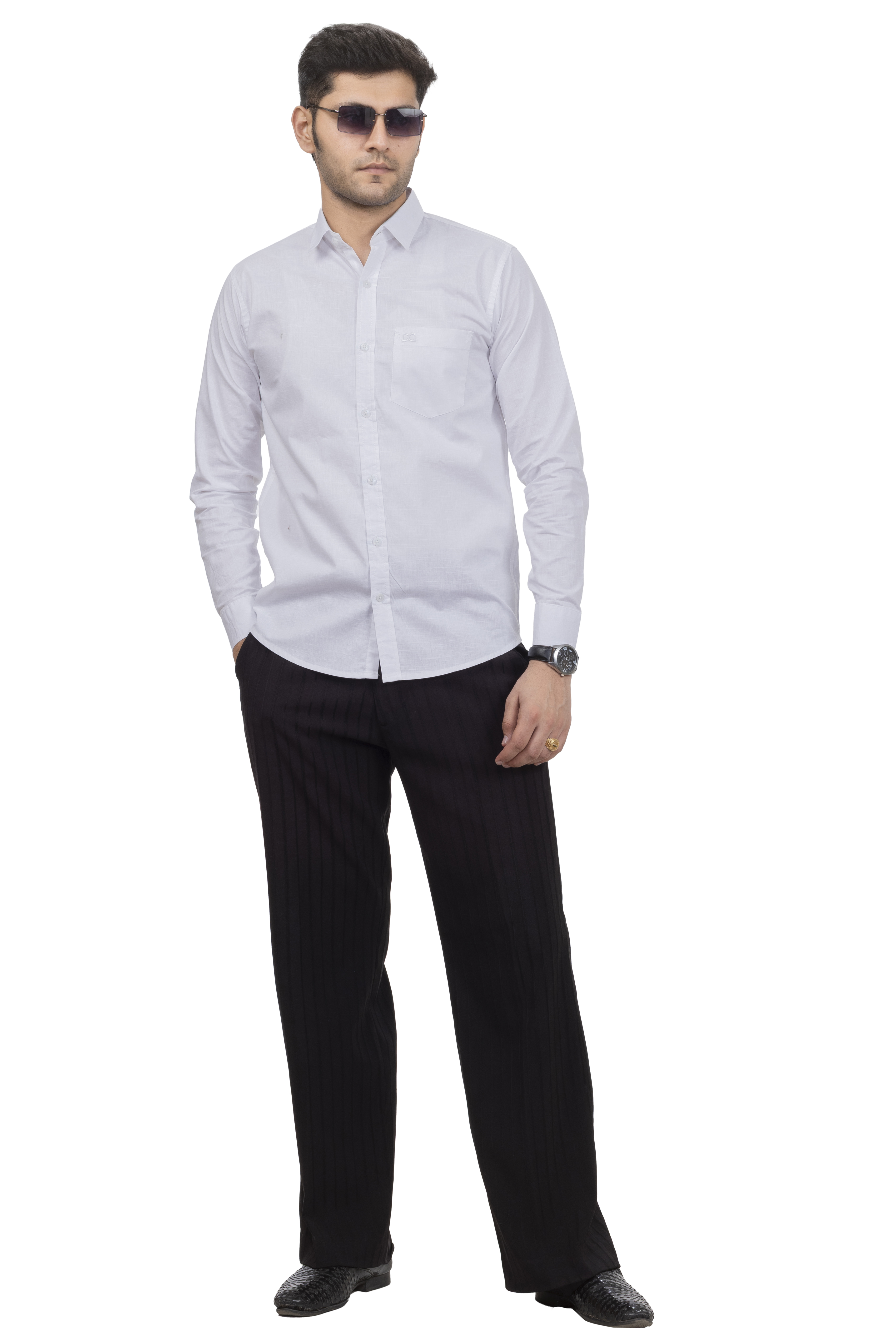 Drapes&Dream White Formal Linen Men's Shirt