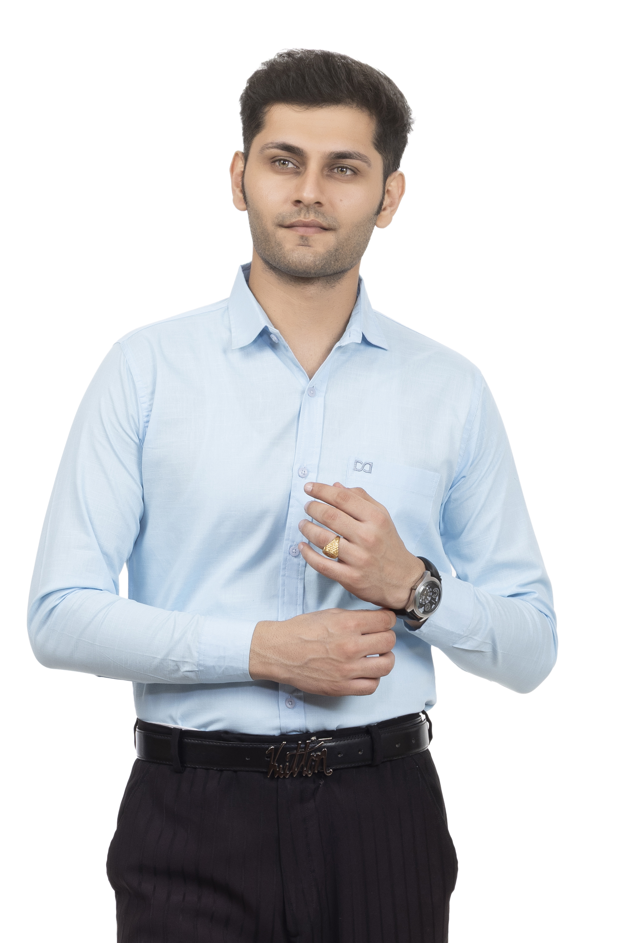 Drapes&Dream Sky Blue Linen Formal Men's Shirt