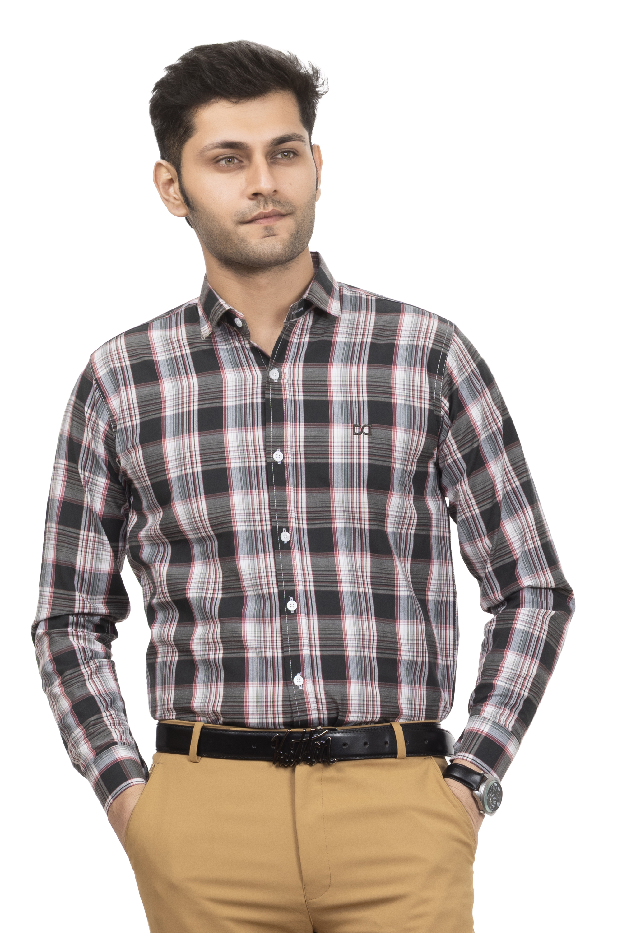 Drapes&Dream Red-Black Check Casual Men's Shirt