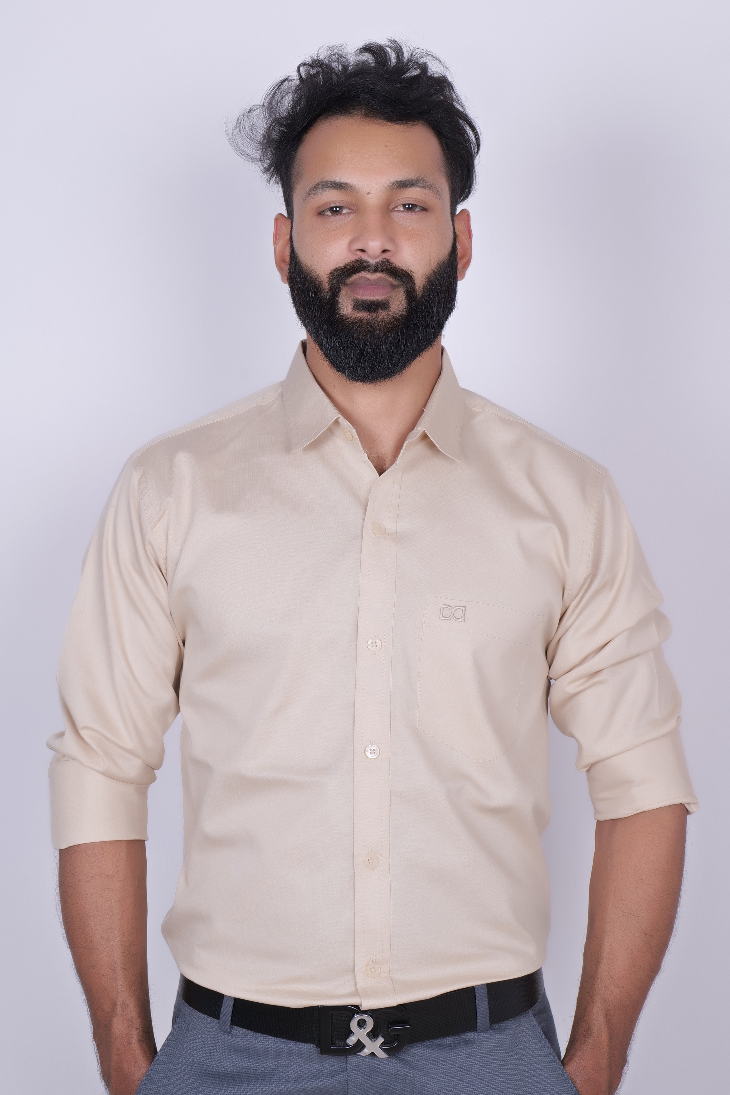 Drapes&Dream Beige Formal Men's Shirt