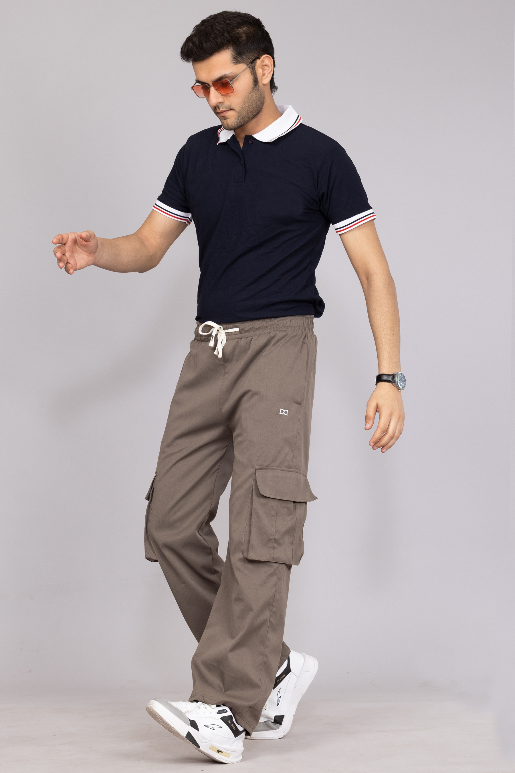 Drapes & Dream Men’s Solid Taupe Cargo Pyjama | Double Utility Pocket | Comfortable Regular Fit