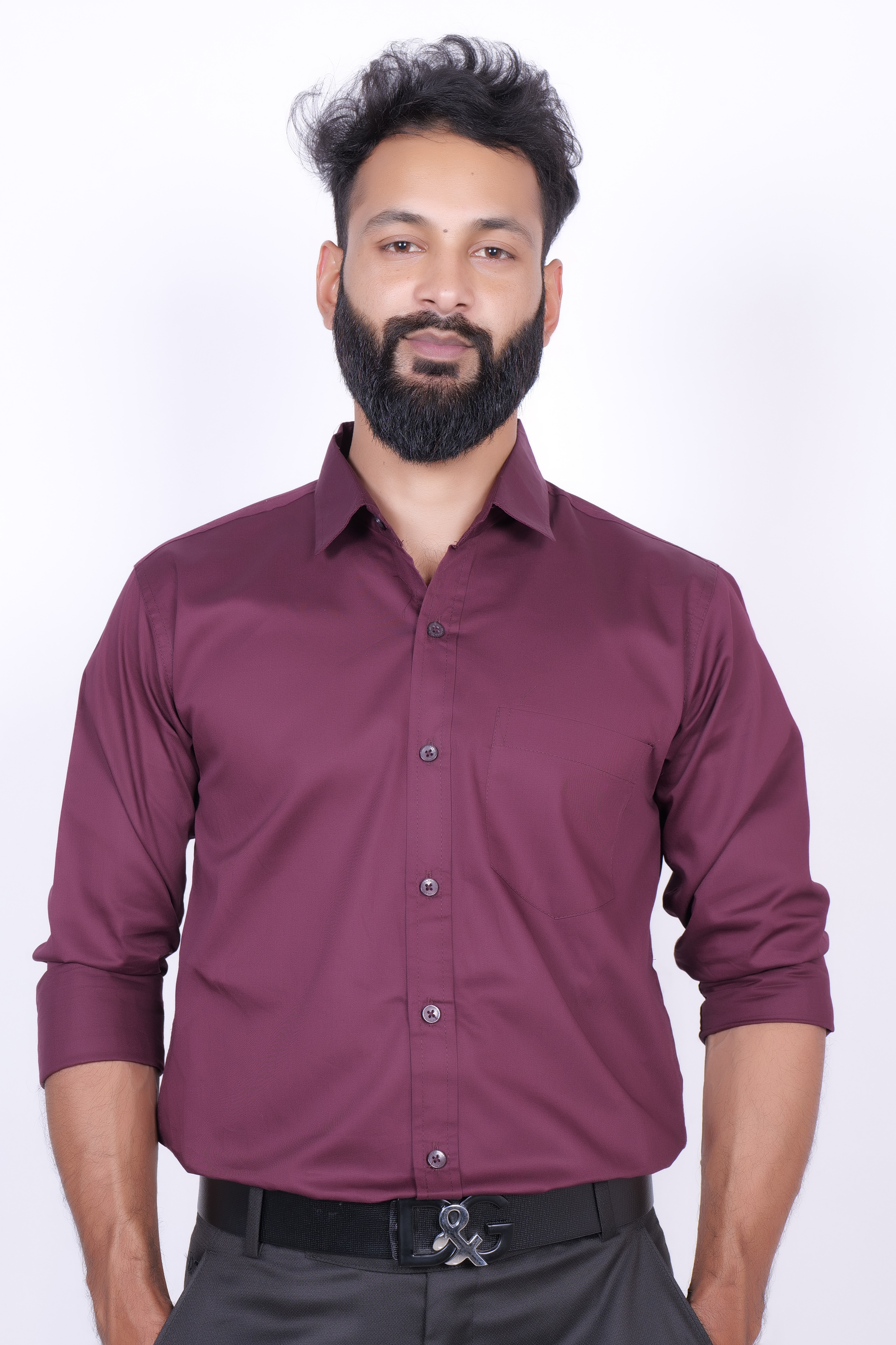 Drapes&Dream Maroon Formal Men's Shirt