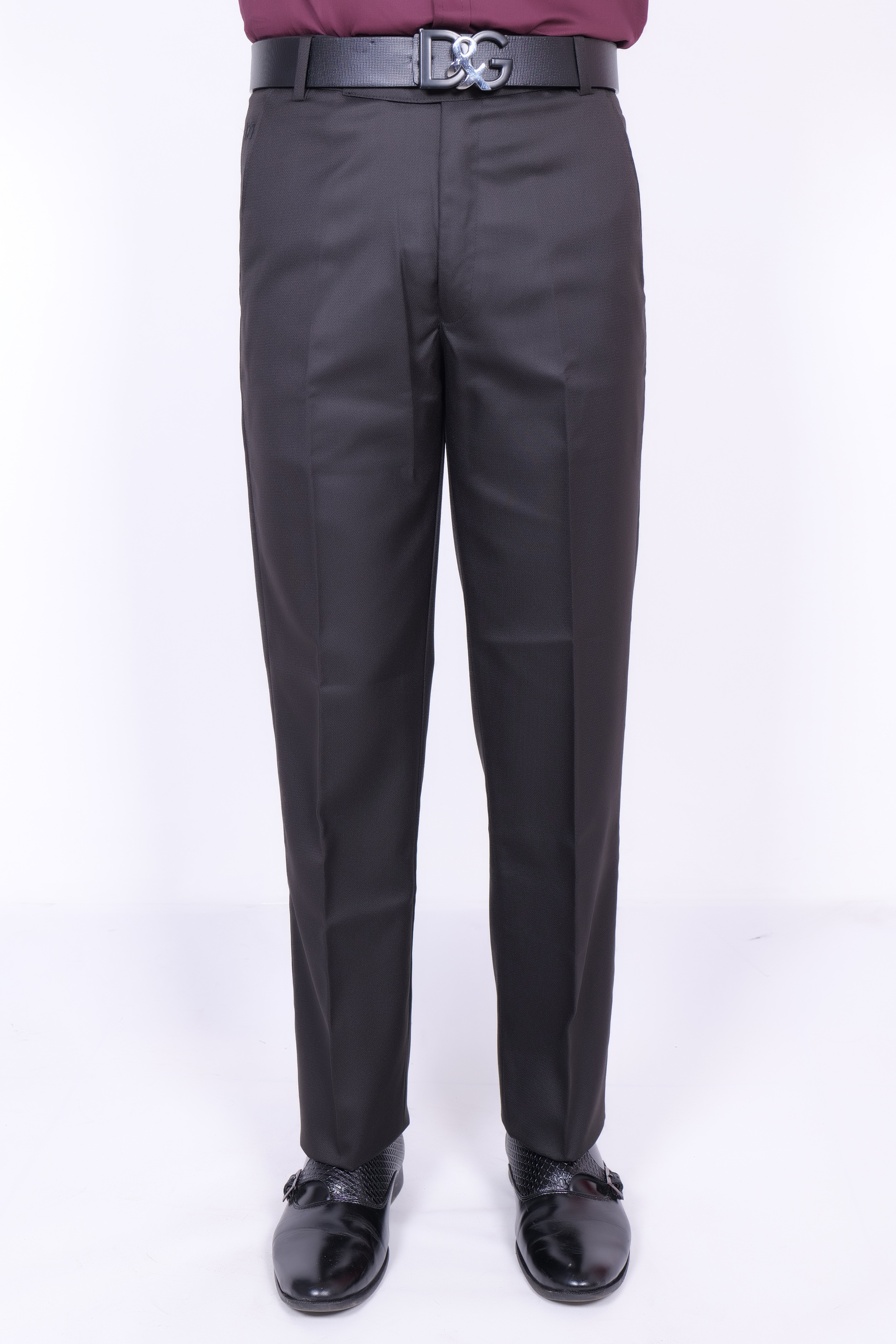 Drapes&Dream Black Formal Straight Fit Penta Lycra Men's Trouser