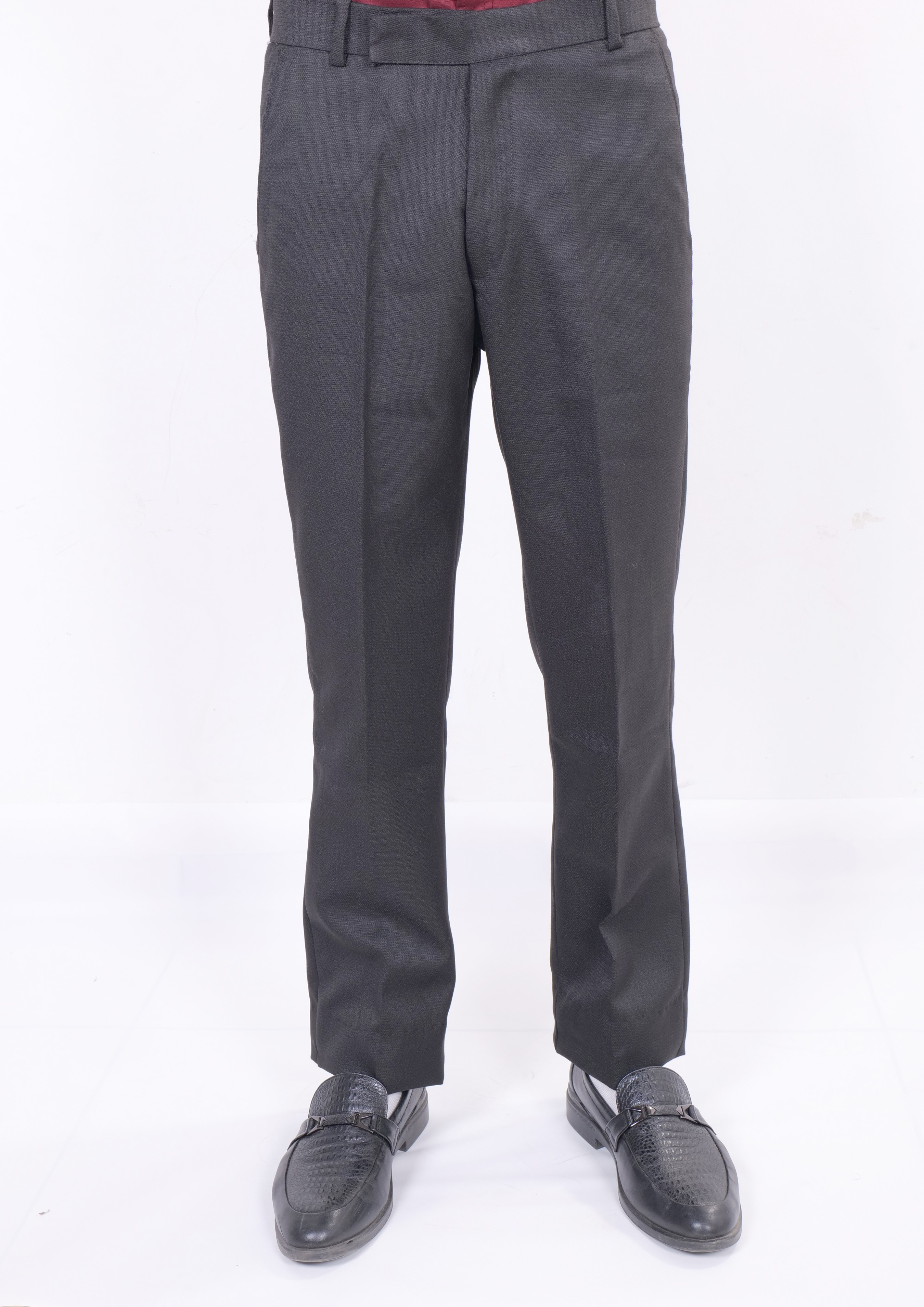 Drapes&Dream Black Lycra Formal Straight Men's Trouser