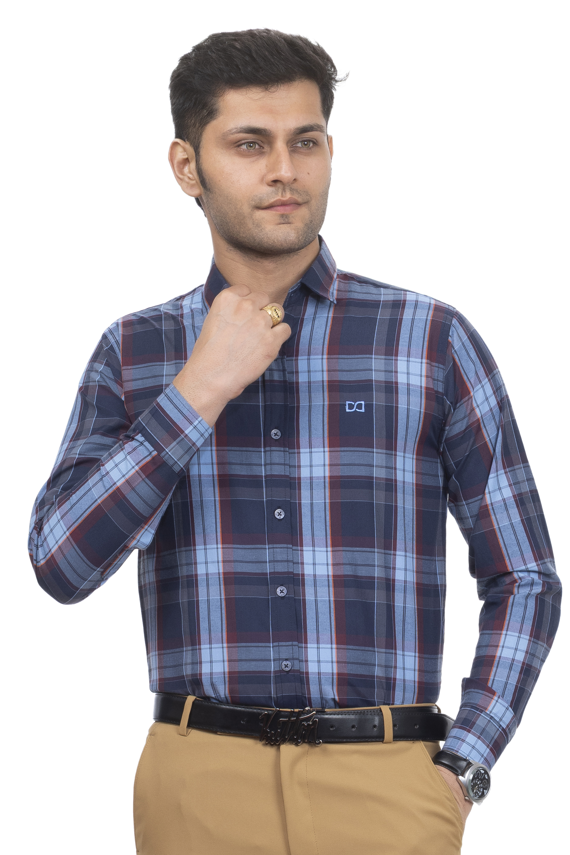 Drapes&Dream Blue-Red Check Casual Men's Shirt