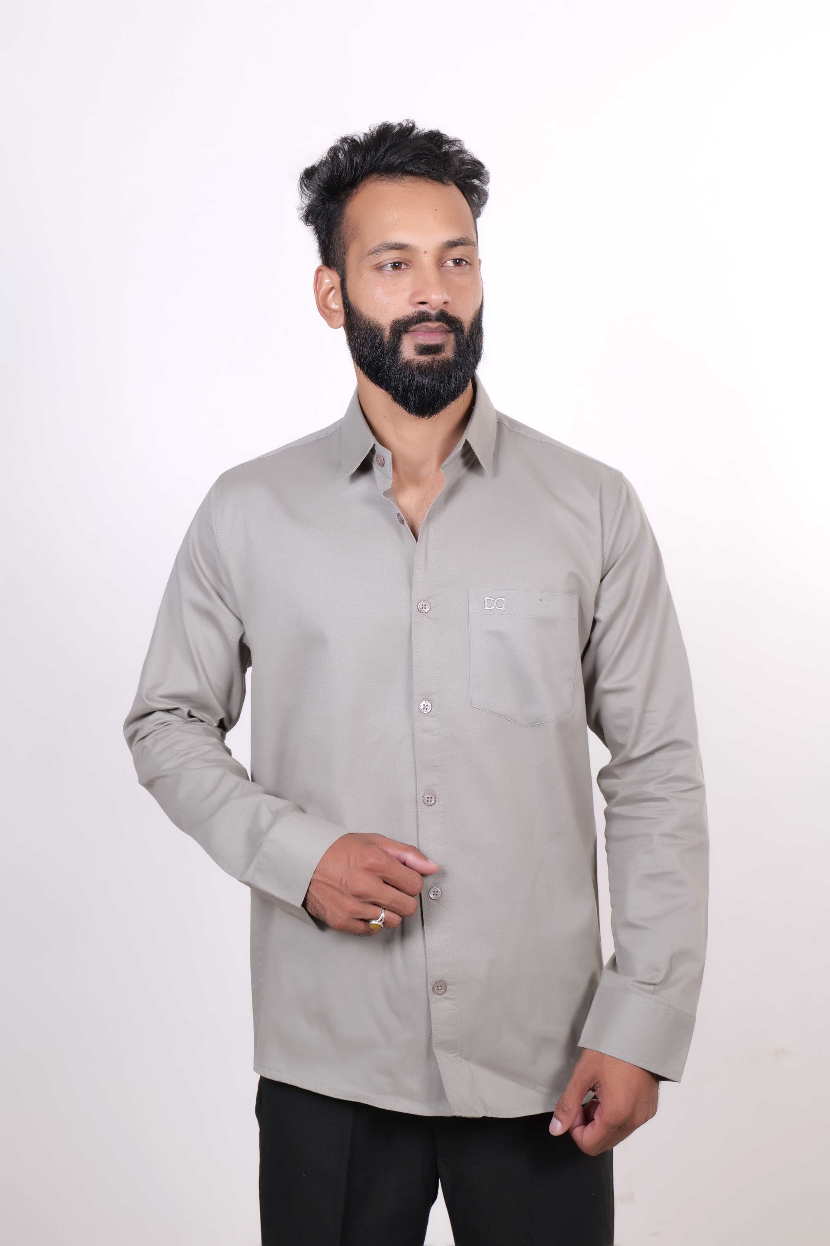 Drapes&Dream Sage Green Cotton Formal Men's Shirt