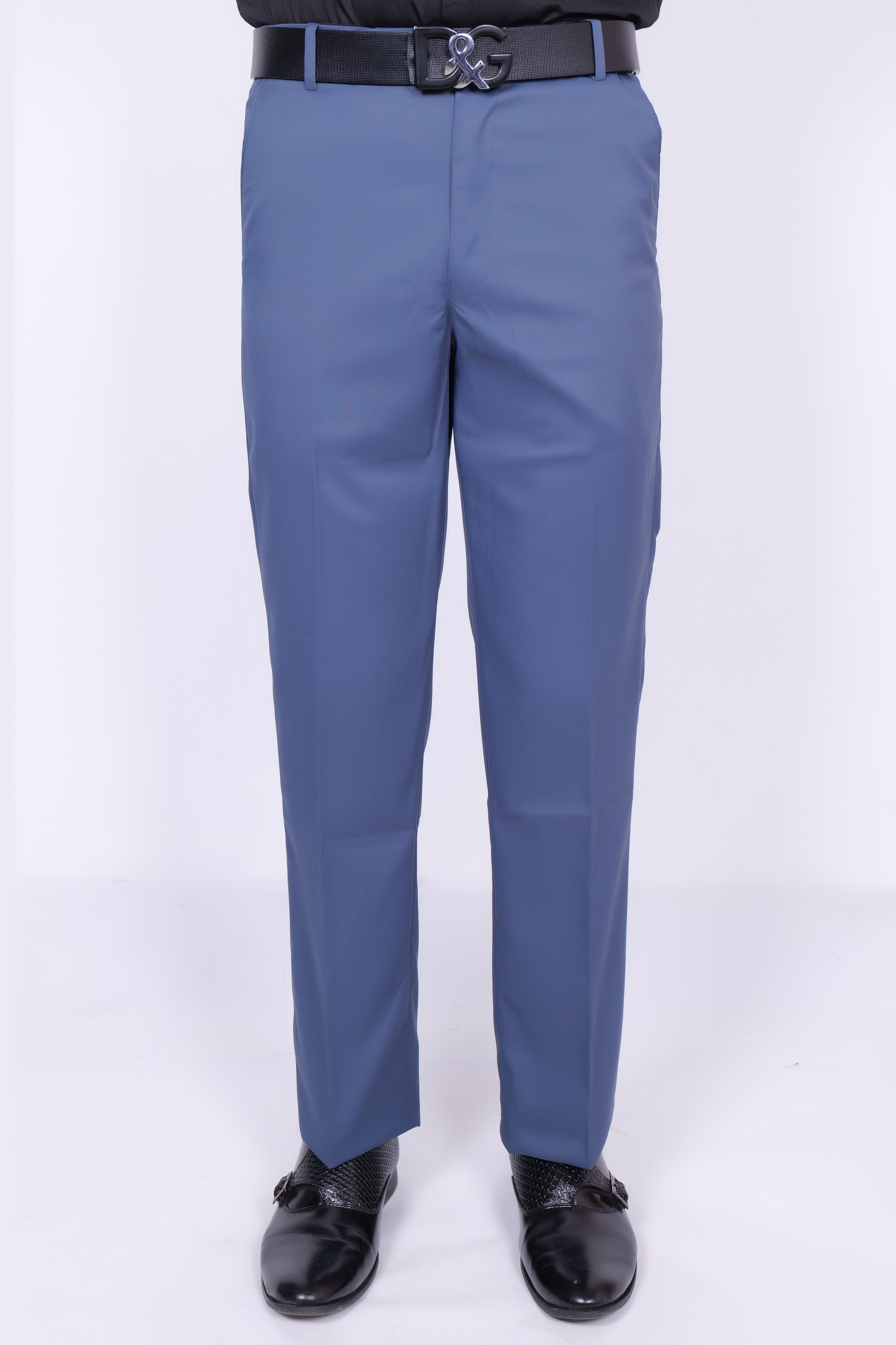 Drapes&Dream Light Blue Formal Straight Fit Men's Trouser