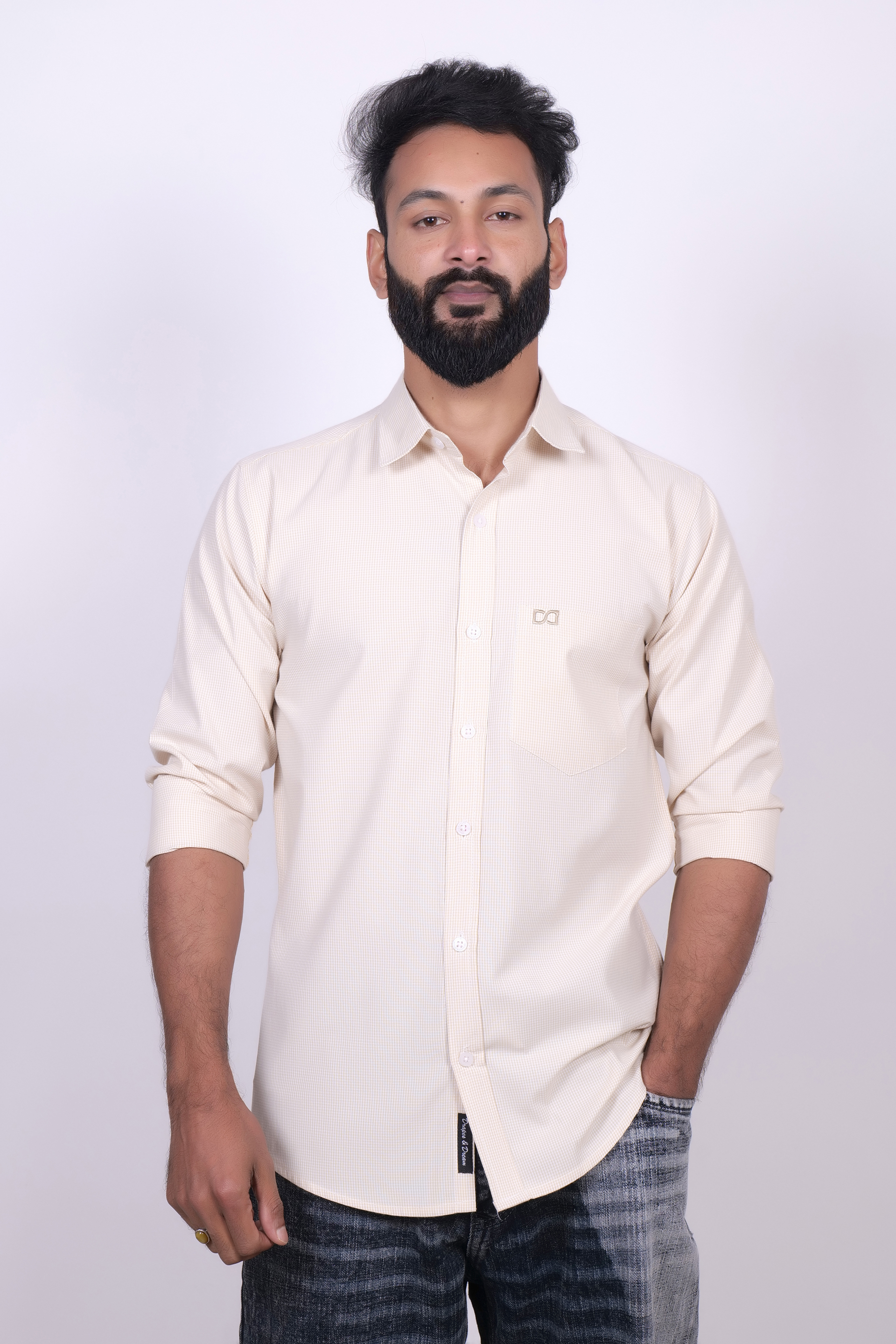 Drapes&Dream Yellow Gingham Check Men's Shirt